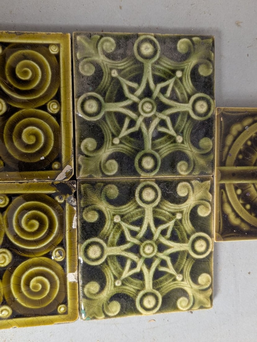 Antique Trent Tile Co. Majolica Tiles Collection Craftsman Aesthetic Salvaged Decor - 4