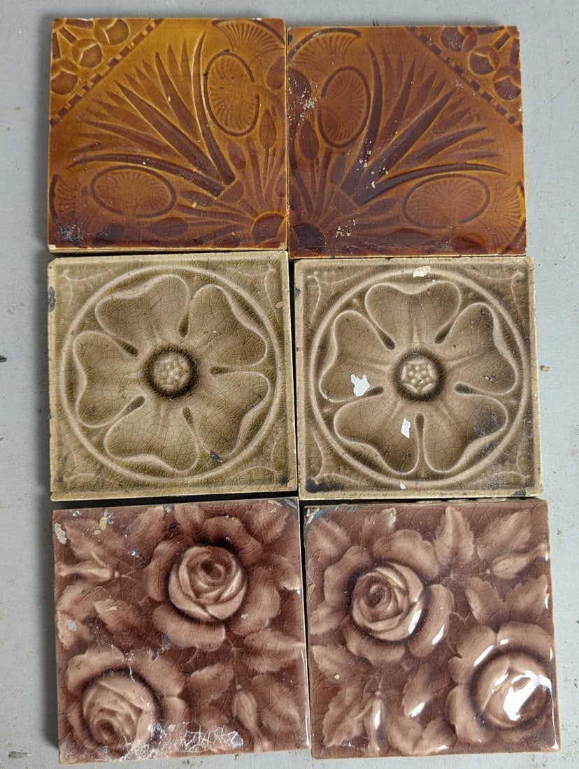 Antique Architectural Tiles Collection Art Nouveau AETCO Decorative Ceramic Set (1 of 8)
