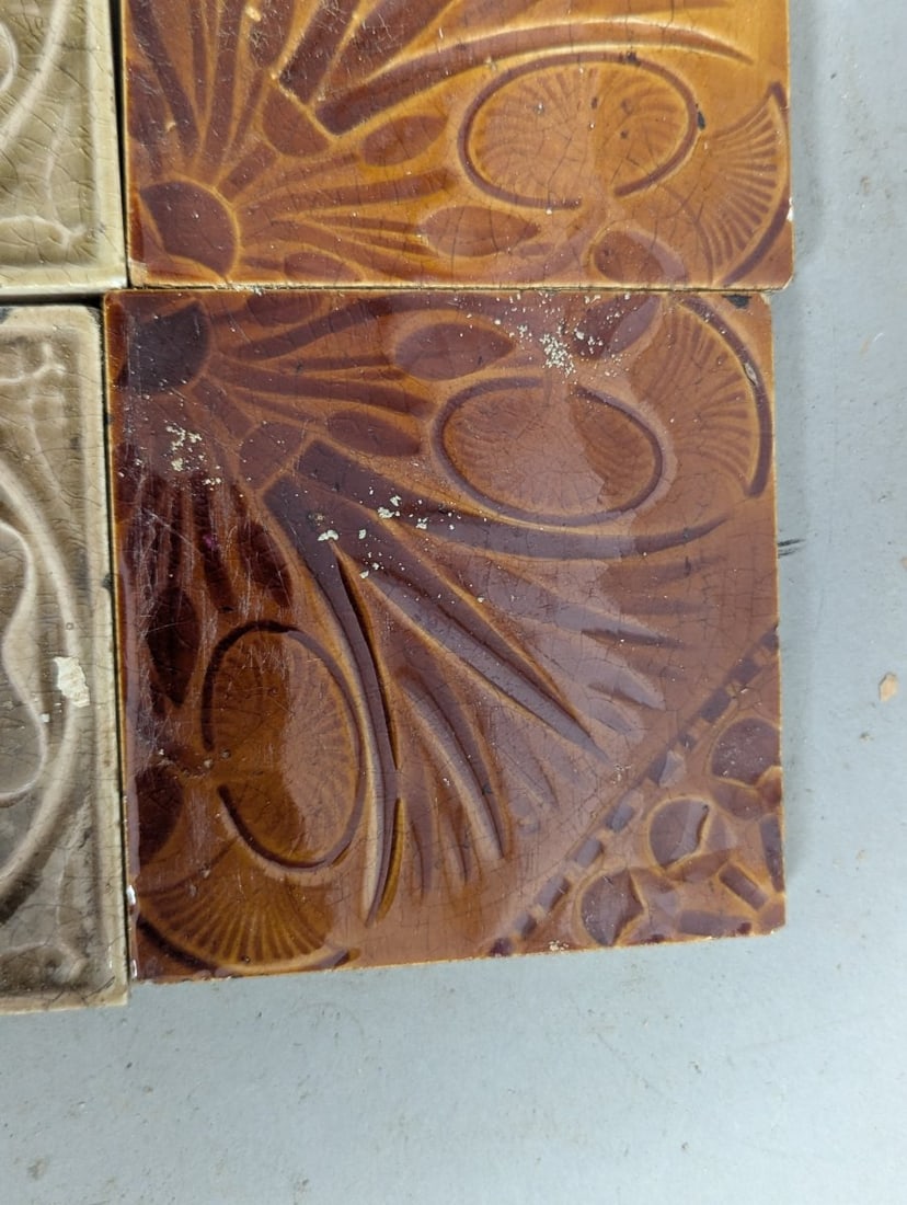Antique Architectural Tiles Collection Art Nouveau AETCO Decorative Ceramic Set - 3