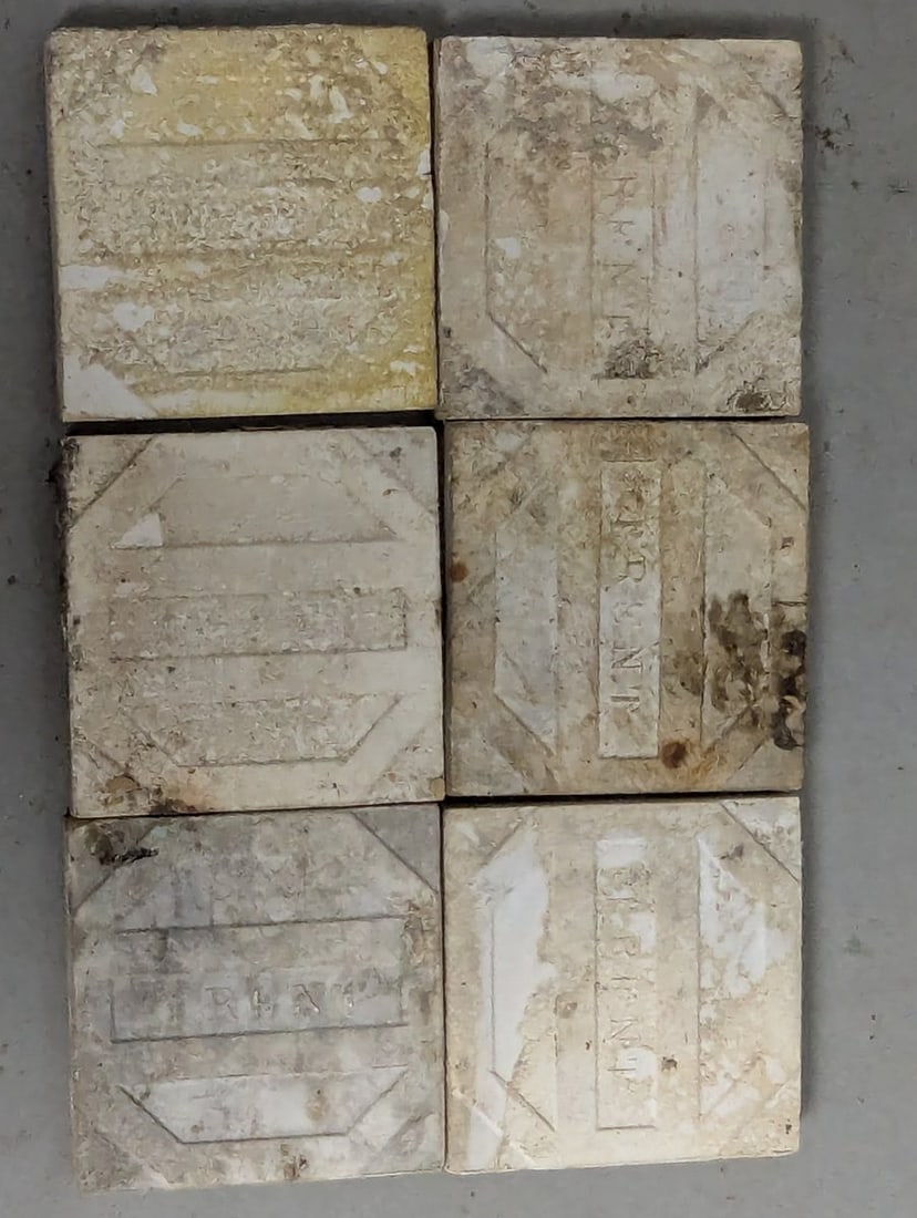 Antique Trent Tile Co Fish Scale Tiles Set of 6 Architectural Decor Collectible - 5