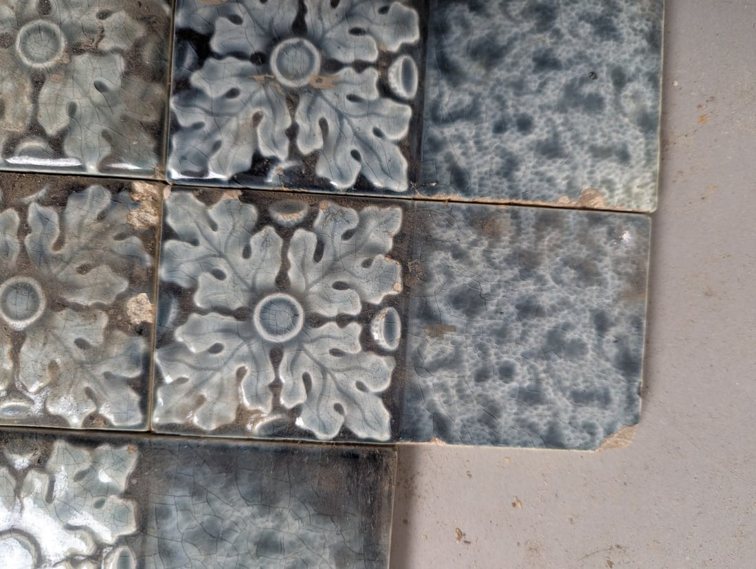 Antique Arts & Crafts Relief-Molded Ceramic Tiles Set of 7 Decorative Architectural Collectibles - 4