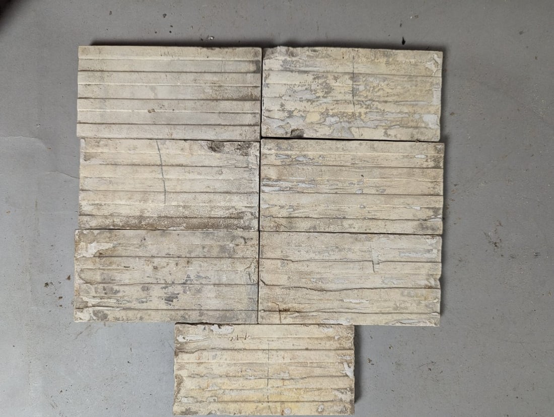Antique Arts & Crafts Relief-Molded Ceramic Tiles Set of 7 Decorative Architectural Collectibles - 7
