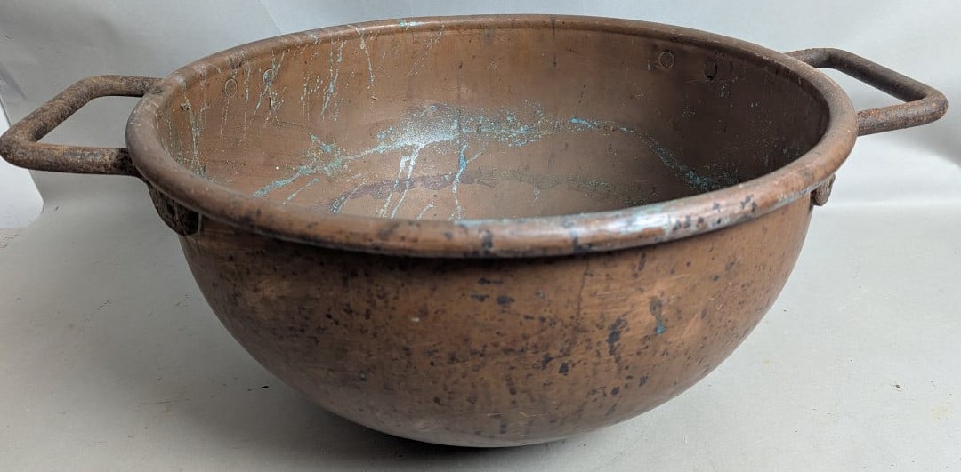 Antique Copper Apple Butter Kettle Vintage Cauldron Farmhouse Decor Kitchenware (1 of 8)
