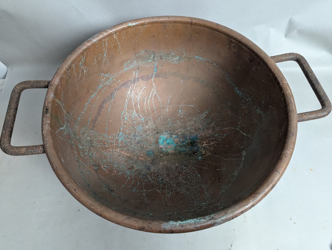 Antique Copper Apple Butter Kettle Vintage Cauldron Farmhouse Decor Kitchenware - 2