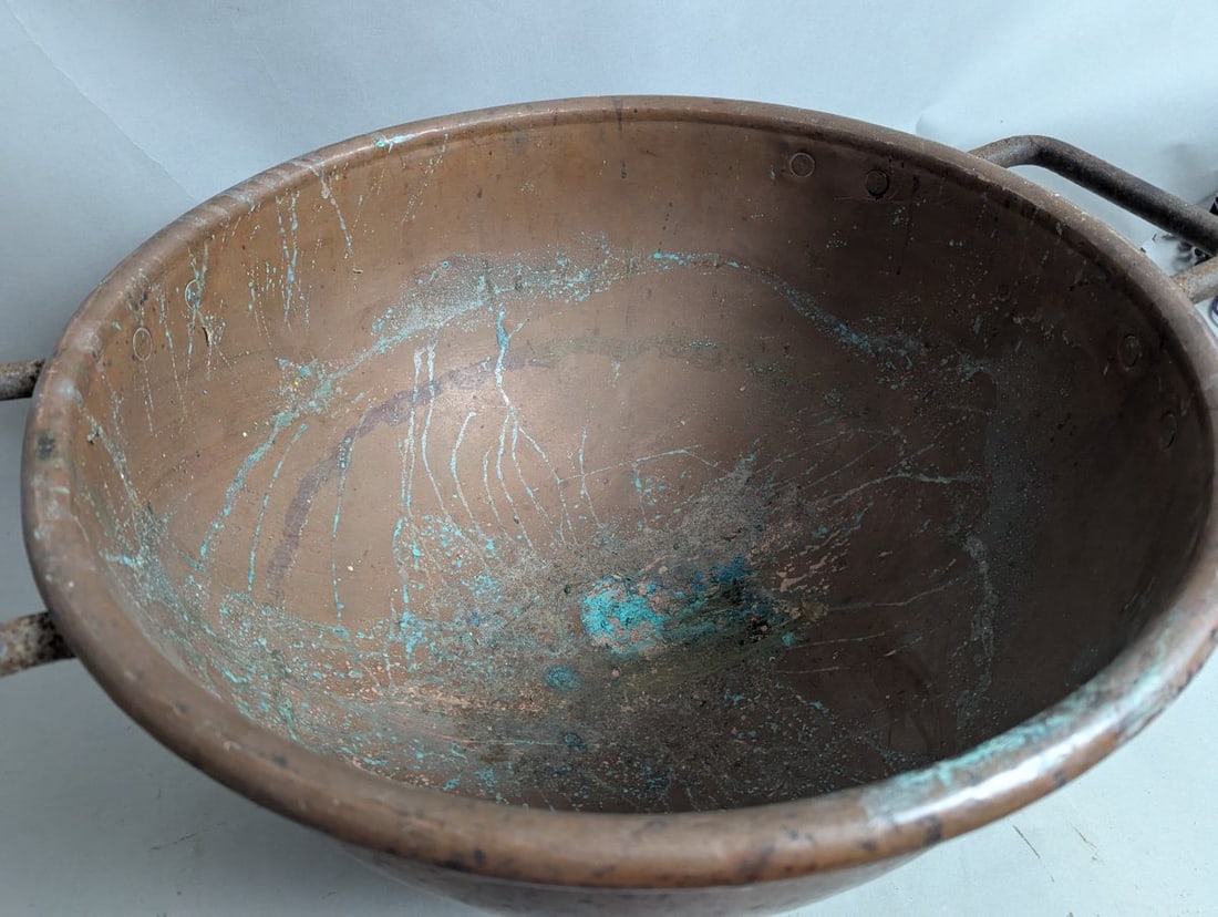 Antique Copper Apple Butter Kettle Vintage Cauldron Farmhouse Decor Kitchenware - 3