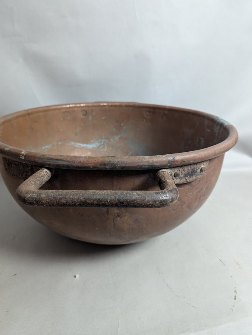 Antique Copper Apple Butter Kettle Vintage Cauldron Farmhouse Decor Kitchenware - 4