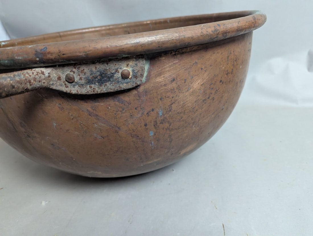 Antique Copper Apple Butter Kettle Vintage Cauldron Farmhouse Decor Kitchenware - 5