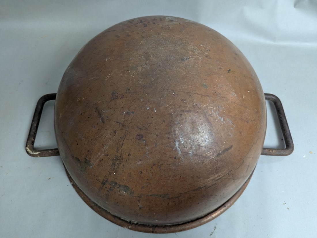 Antique Copper Apple Butter Kettle Vintage Cauldron Farmhouse Decor Kitchenware - 7