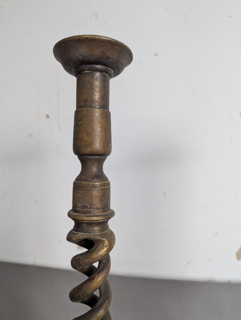 Stunning Pair of Large Brass Barley Twist Floor/Altar Candlesticks Decorative Home Accents - 6