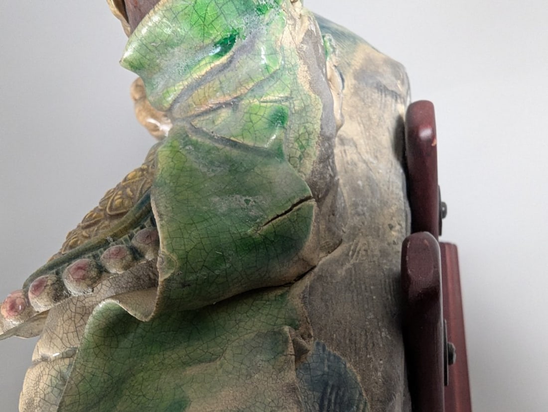 Chinese Sancai-Style Glazed Figural Sculpture Warrior on Monkey Xu Family Mark - 9