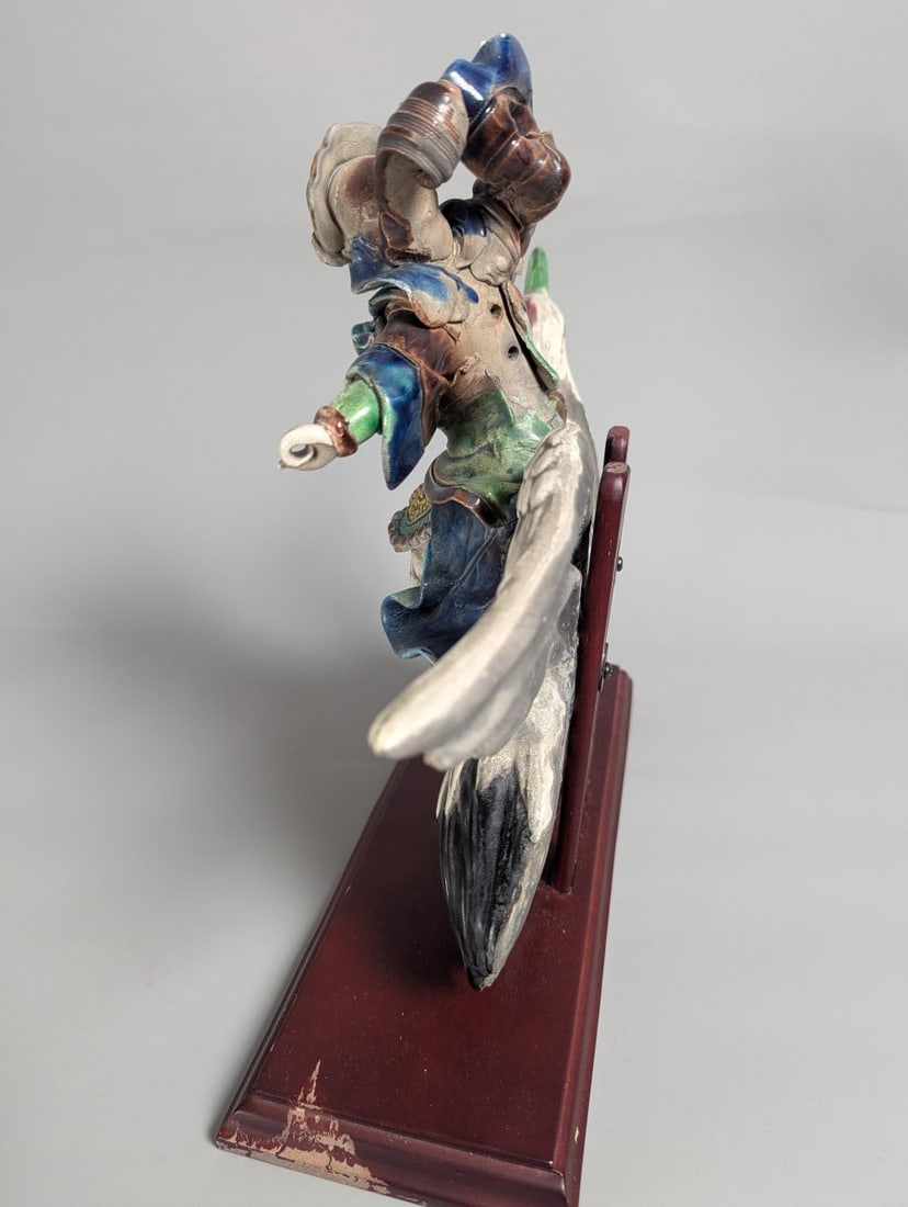 Chinese Shiwan Sancai-Style Glazed Ceramic Figurine of Immortal on Crane - 8