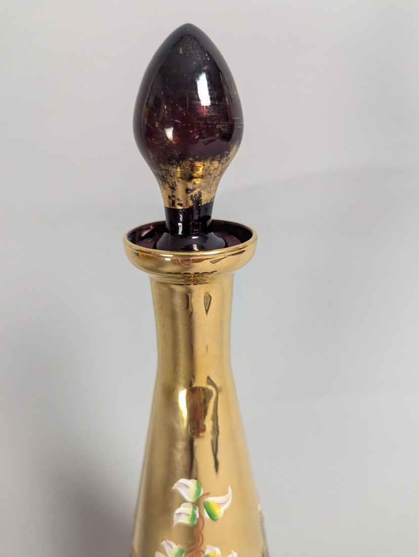Italian Amethyst Glass Decanter Set with 6 Elegant Cordial Glasses - Mid-Century Style - 2