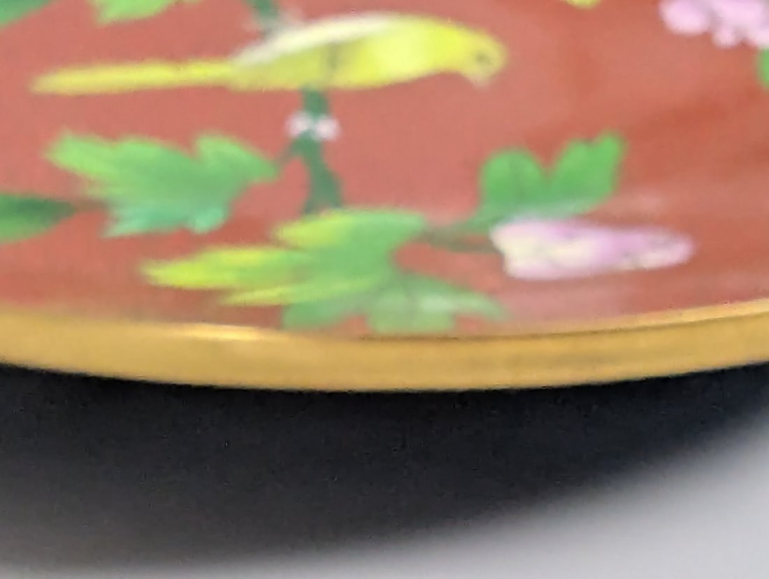 Jingfa Chinese CloisonnÃ© Plate Bird Peony Motif 10 Inch Decorative Plate - 8