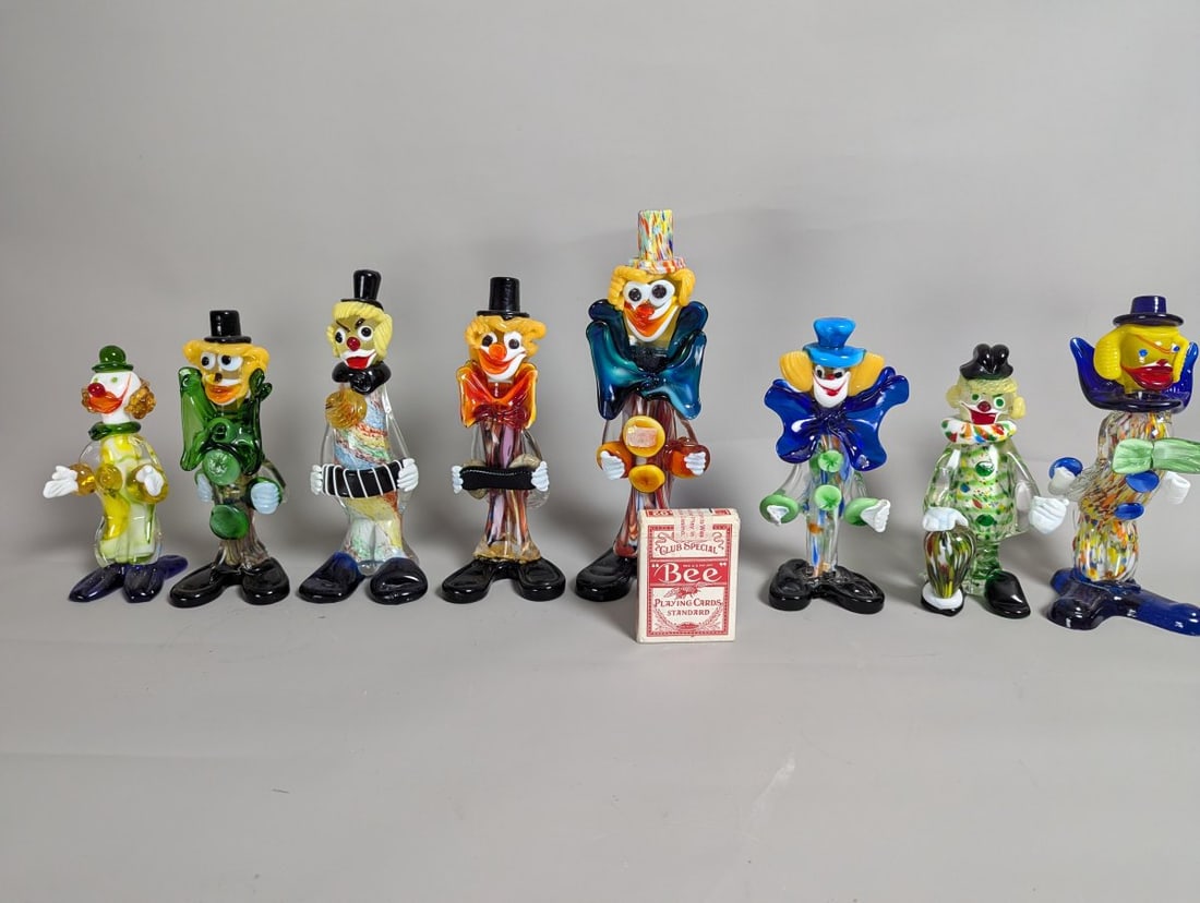 Vibrant Collection of Murano Art Glass Clown Figurines - 2