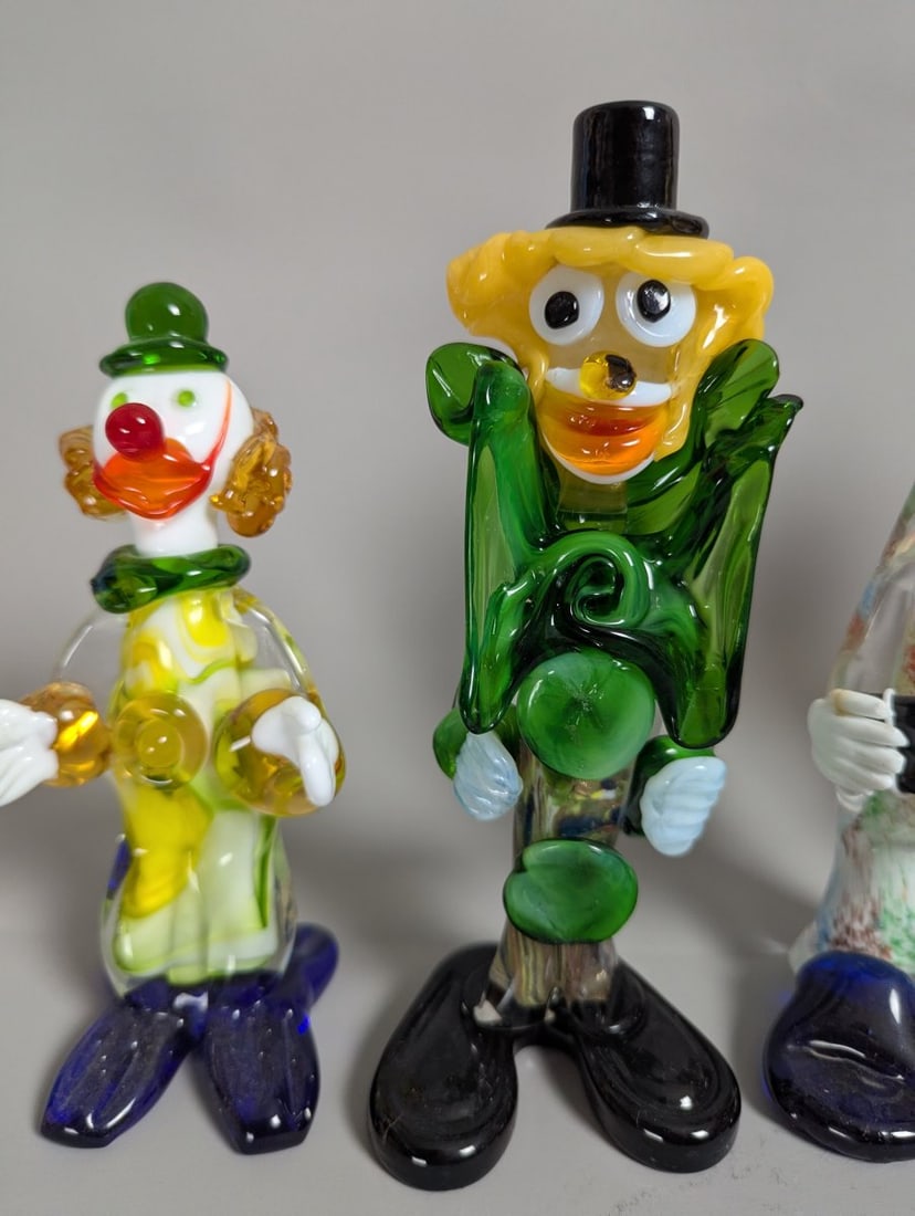 Vibrant Collection of Murano Art Glass Clown Figurines - 3
