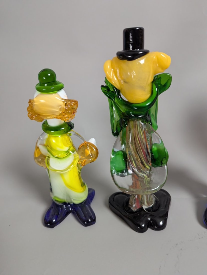 Vibrant Collection of Murano Art Glass Clown Figurines - 4
