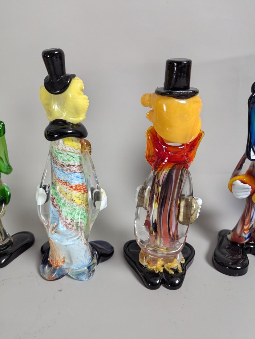 Vibrant Collection of Murano Art Glass Clown Figurines - 6