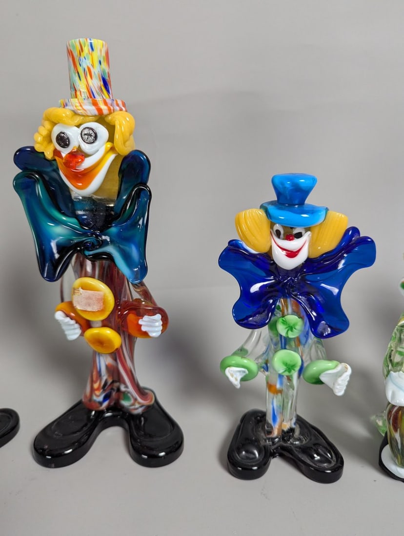Vibrant Collection of Murano Art Glass Clown Figurines - 7