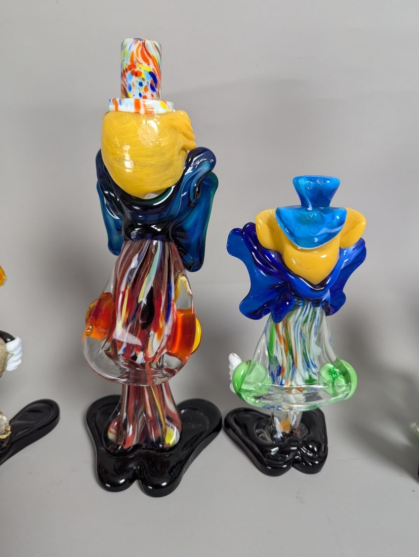 Vibrant Collection of Murano Art Glass Clown Figurines - 8