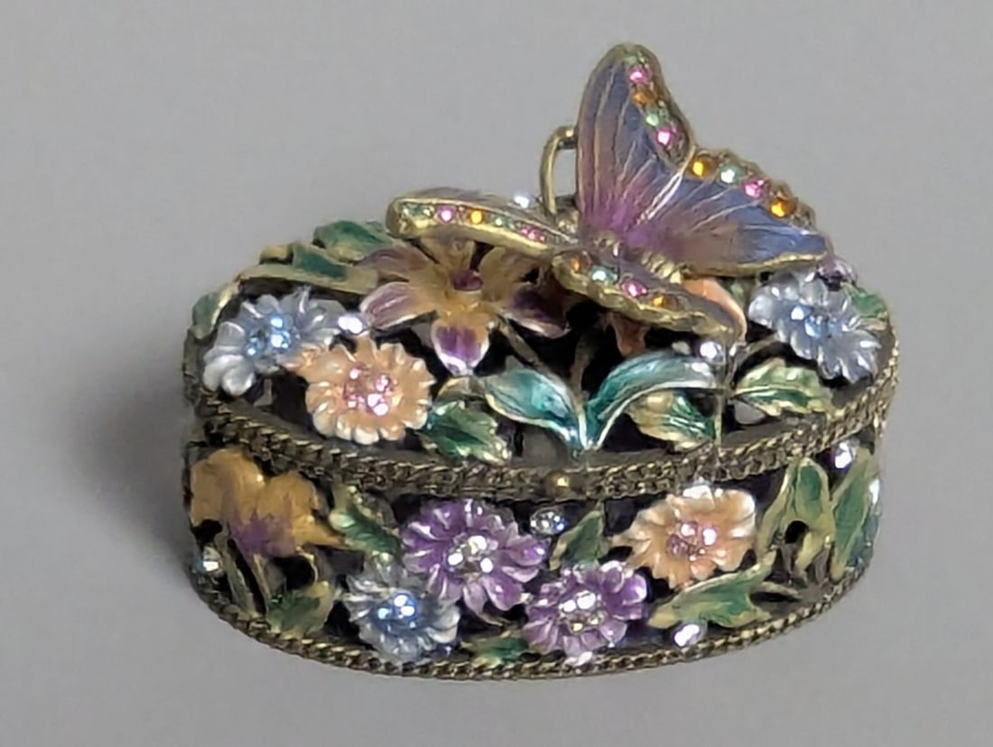 Collection of Decorative Enameled Hinged Trinket Boxes - Nature, Fashion, Holiday Themes - 3
