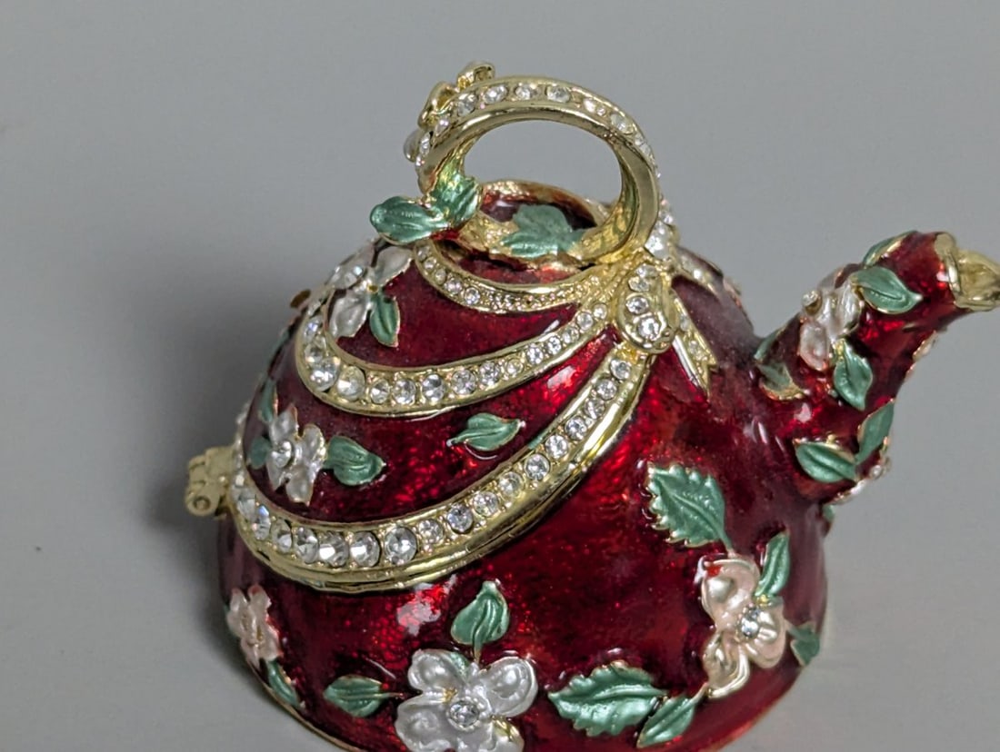 Collection of Decorative Enameled Hinged Trinket Boxes - Nature, Fashion, Holiday Themes - 6