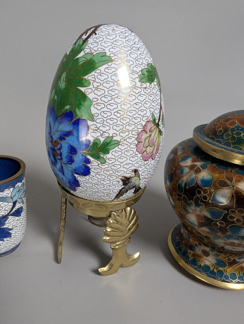 Vintage Chinese Cloisonne Urn by Jingfa 6 High Decorative Art Piece - 5