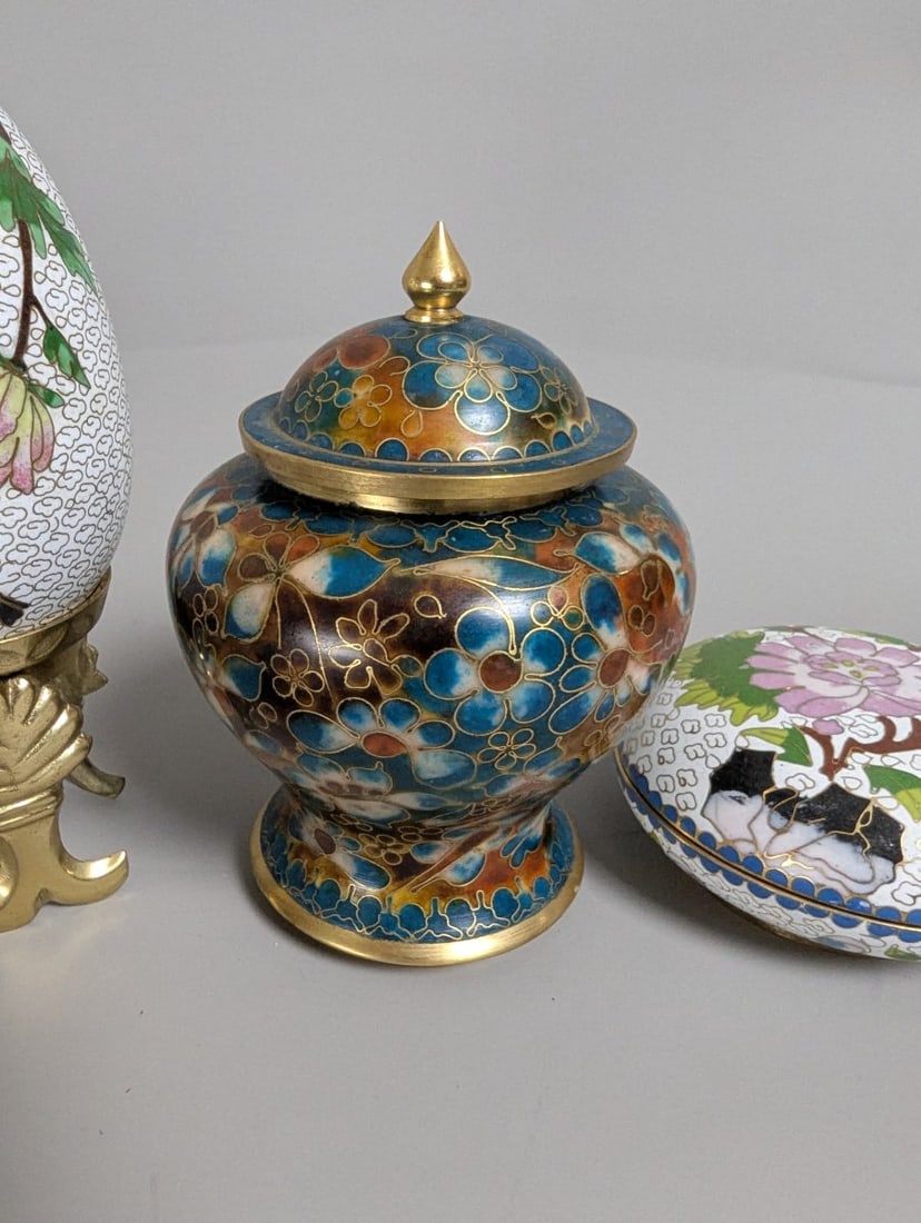 Vintage Chinese Cloisonne Urn by Jingfa 6 High Decorative Art Piece - 6