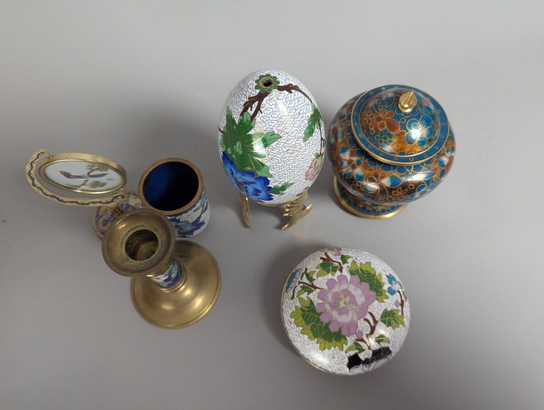 Vintage Chinese Cloisonne Urn by Jingfa 6 High Decorative Art Piece - 9