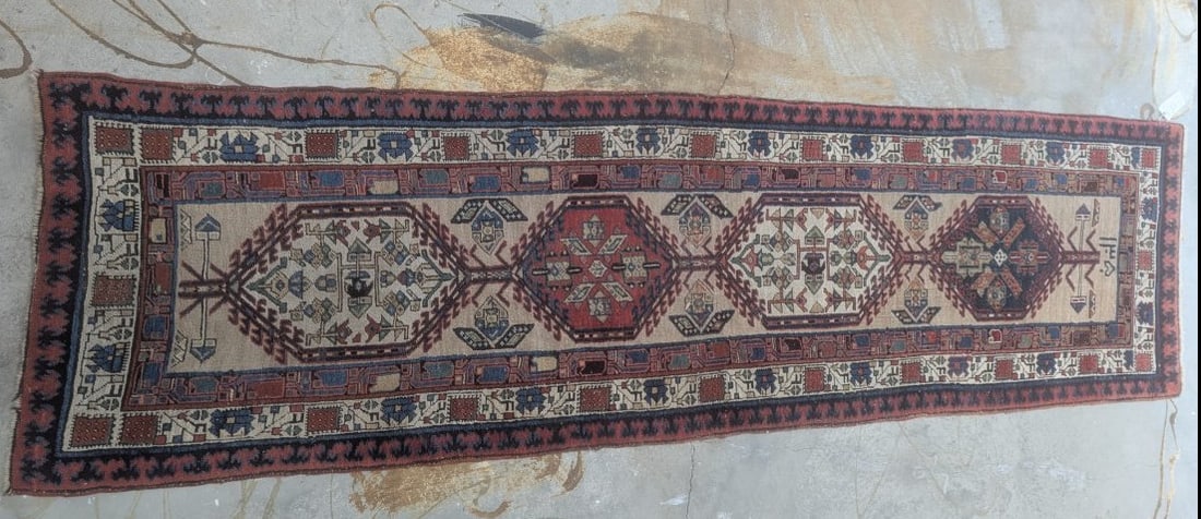 Antique Persian Serab Runner Rug with Camel Hair, Elegant Design, 1900 (1 of 11)