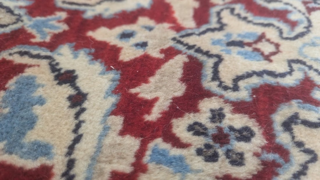 Persian Nain Style Round Rug with Floral Design Cherry Tomato Red 6'1" Diameter - 9