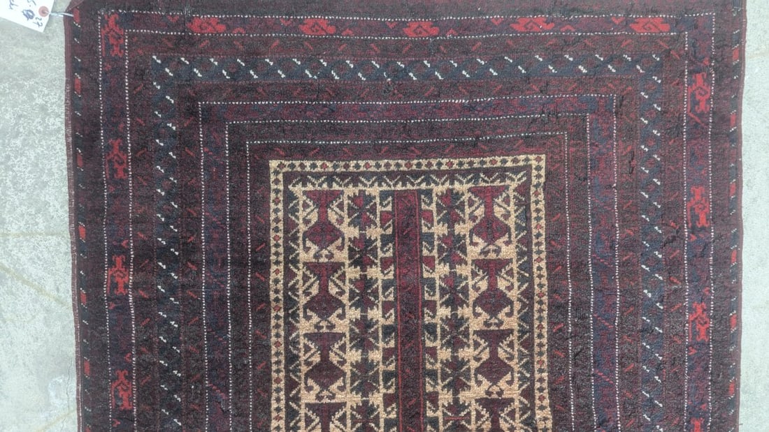 Vintage Balouchi Prayer Rug Fine Antique Design c1920s Handcrafted Wool - 2