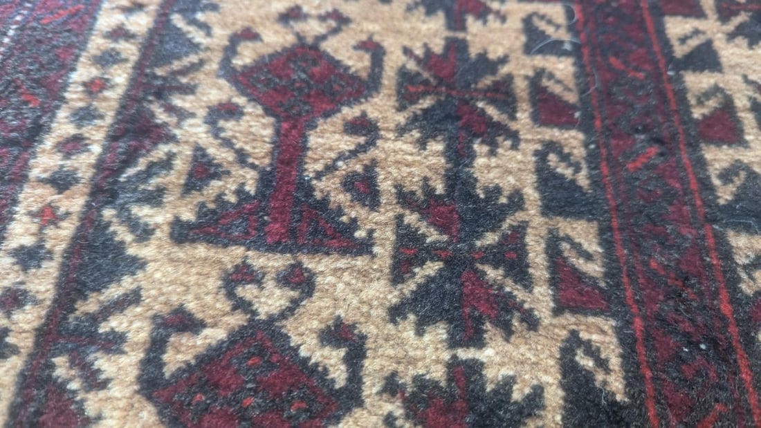 Vintage Balouchi Prayer Rug Fine Antique Design c1920s Handcrafted Wool - 7
