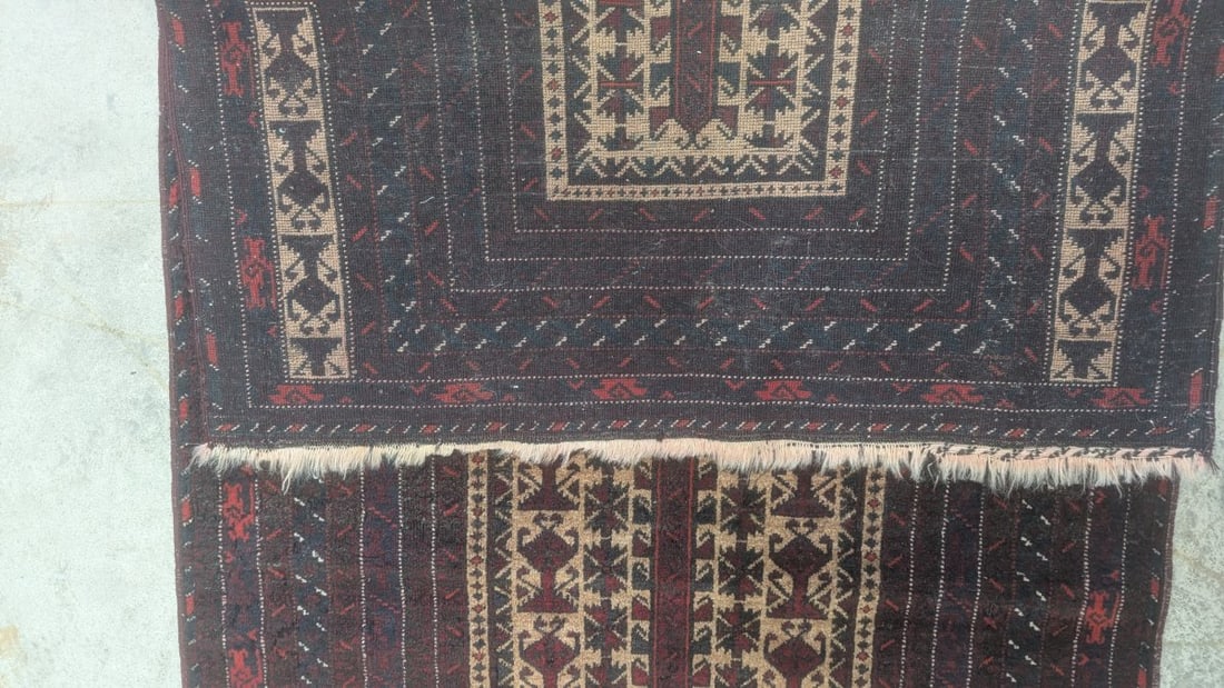 Vintage Balouchi Prayer Rug Fine Antique Design c1920s Handcrafted Wool - 8