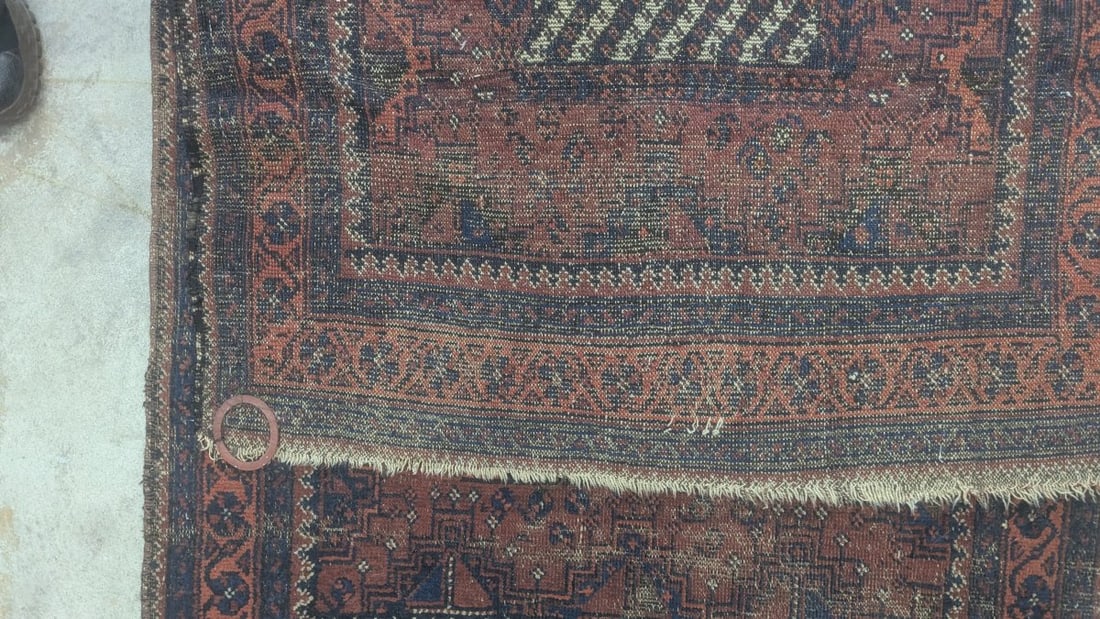 Antique Baluchi Tribal Rug 19th Century Handwoven Persian Carpet Art Beautiful Design - 12