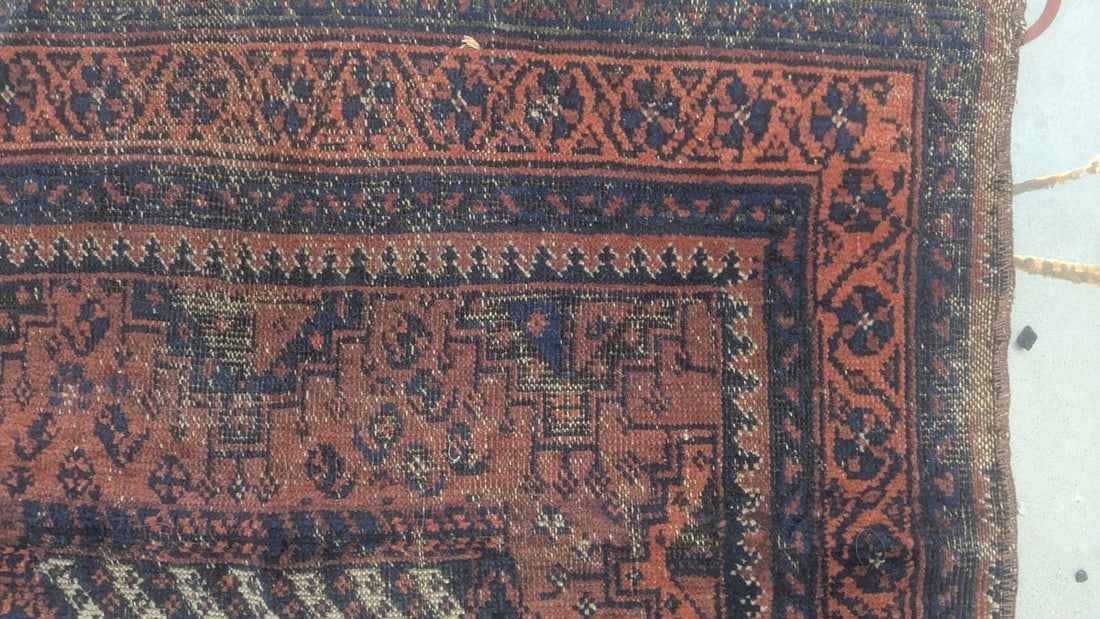 Antique Baluchi Tribal Rug 19th Century Handwoven Persian Carpet Art Beautiful Design - 4