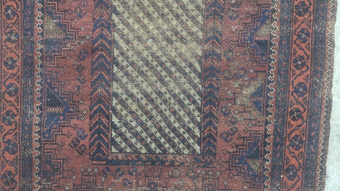 Antique Baluchi Tribal Rug 19th Century Handwoven Persian Carpet Art Beautiful Design - 8
