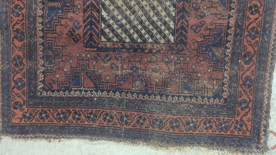 Antique Baluchi Tribal Rug 19th Century Handwoven Persian Carpet Art Beautiful Design - 9