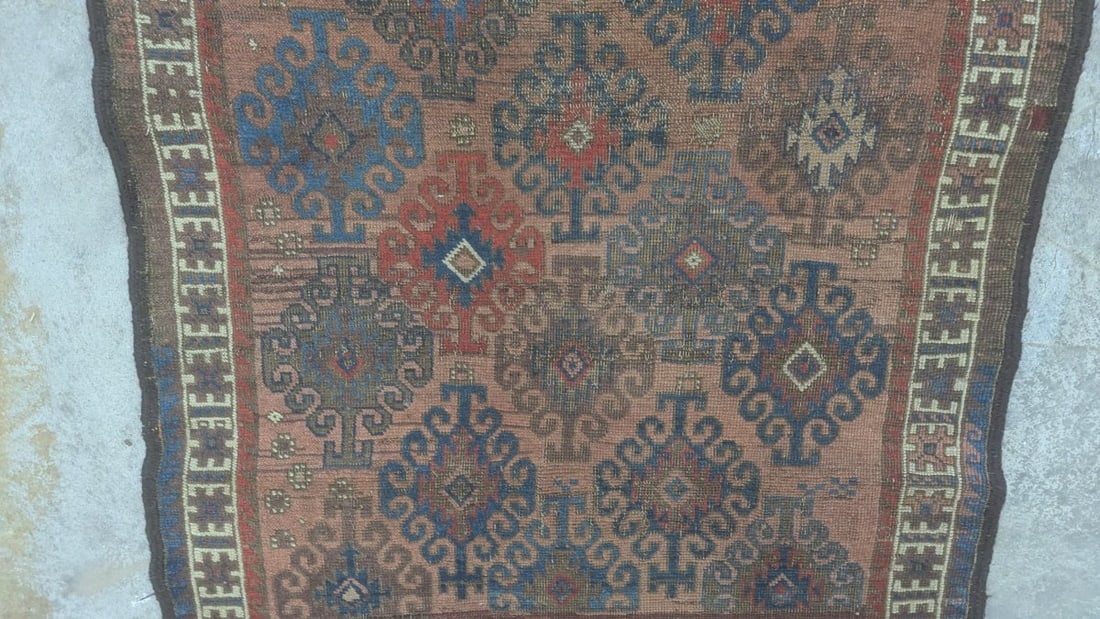 Mid 19th Century Authentic Baluchi Tribal Rug Handcrafted Wool Latch Hook Design - 6