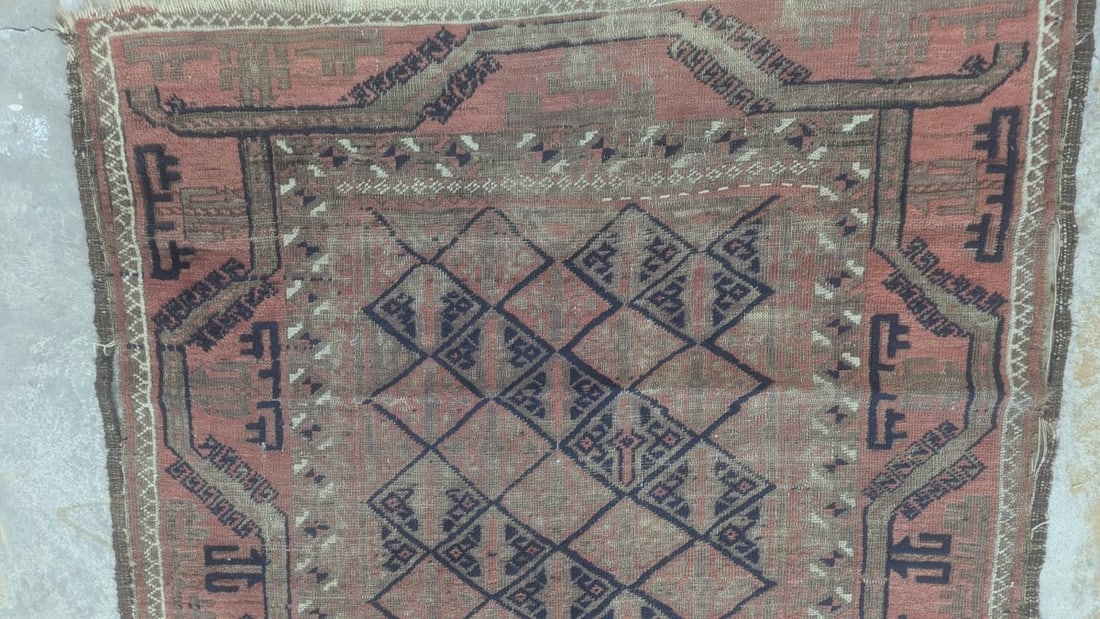 Rare Mid-19th Century Baluchi Rug with Unusual Running Dragon Border - 2