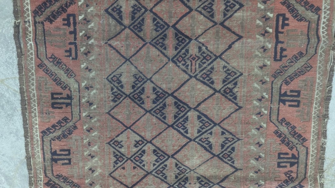 Rare Mid-19th Century Baluchi Rug with Unusual Running Dragon Border - 3
