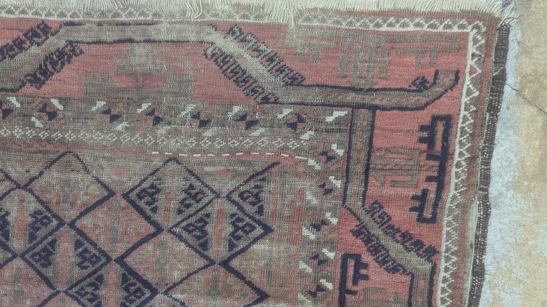 Rare Mid-19th Century Baluchi Rug with Unusual Running Dragon Border - 6