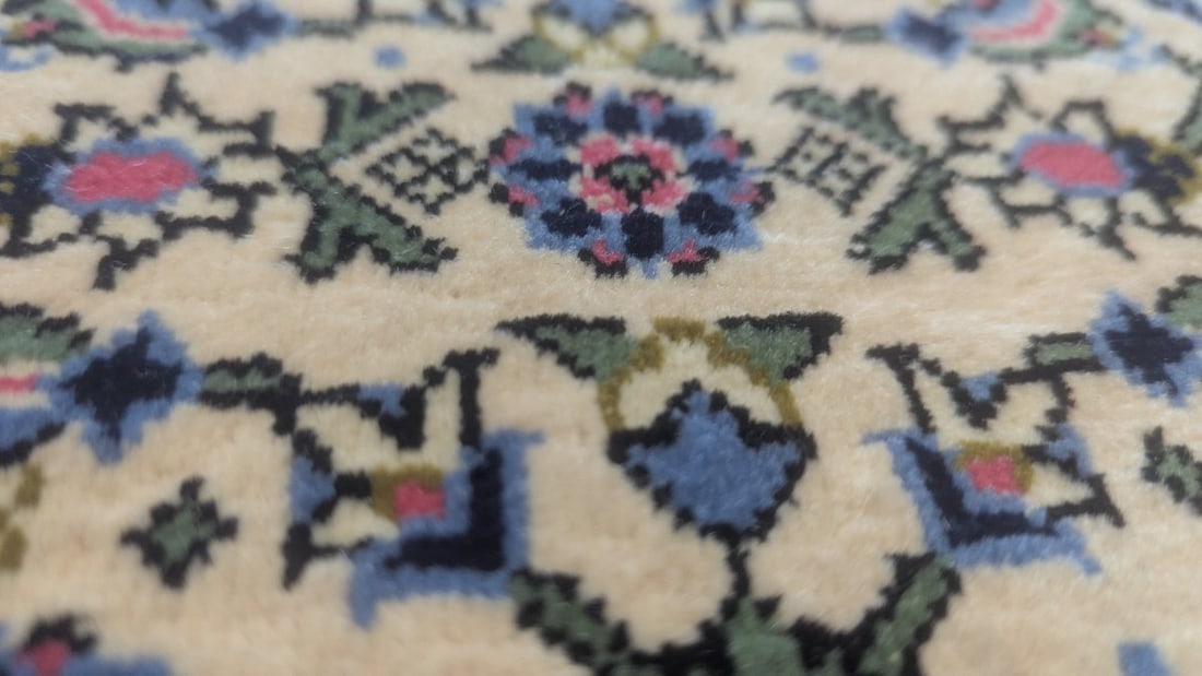 Vintage Persian Qom Medallion Rug Rare Pink Field Handmade c. 1970 Beautiful Accent Piece - 7