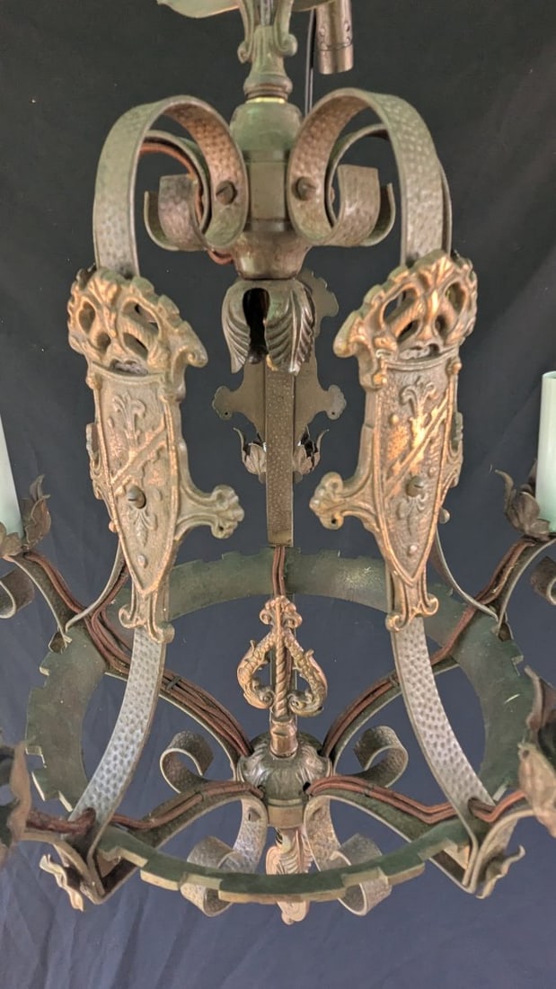Vintage Spanish Gothic Revival Six-Light Chandelier Exquisite Design Early 20th Century - 2