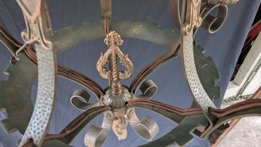 Vintage Spanish Gothic Revival Six-Light Chandelier Exquisite Design Early 20th Century - 7
