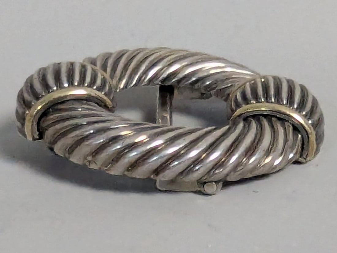 David Yurman Sterling Silver 14K Gold Cable Buckle Luxury Jewelry Accessory - 2