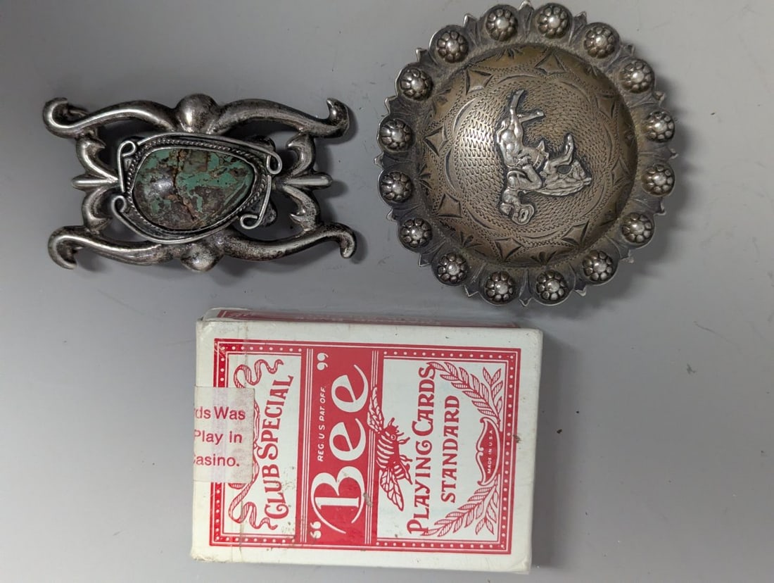 Vintage Southwestern Silver Turquoise Belt Buckles Concho Rodeo Style Collection - 2