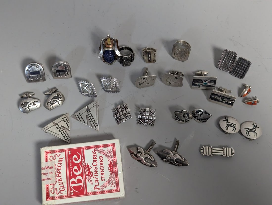 Collection of Vintage Mexican Southwestern Sterling Silver Jewelry Taxco JLF Danny's Miguel - 2