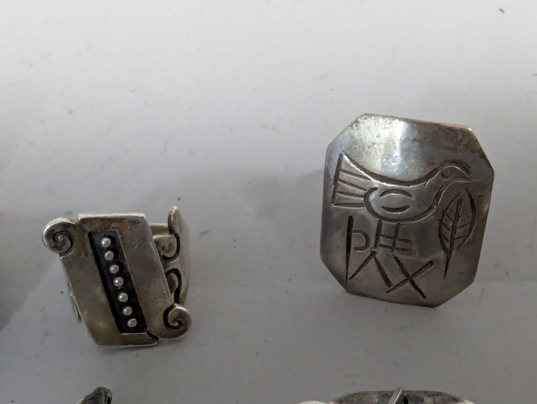 Collection of Vintage Mexican Southwestern Sterling Silver Jewelry Taxco JLF Danny's Miguel - 4
