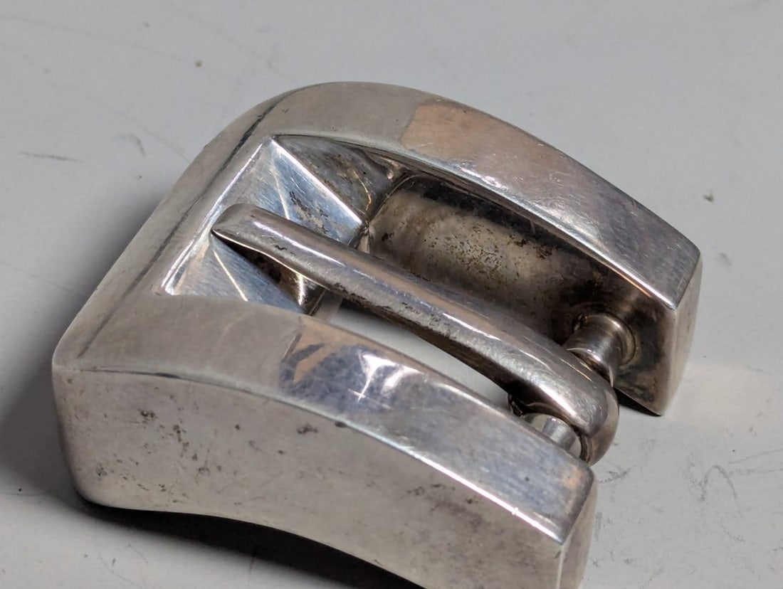 Patricia Von Musulin Sculptural Sterling Silver Belt Buckle 114 Grams Unique Design - 2