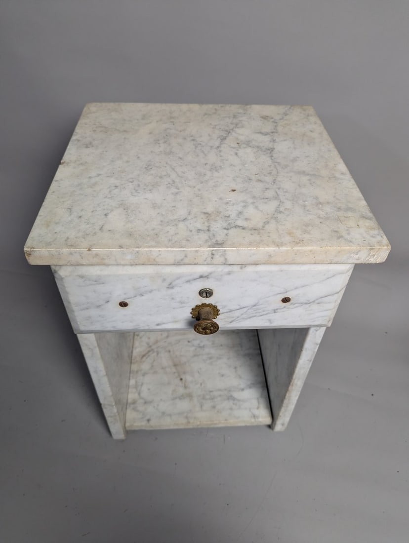 Antique Marble Barber Shop Cabinet Vintage Furniture Medical Stand White Marble - 2